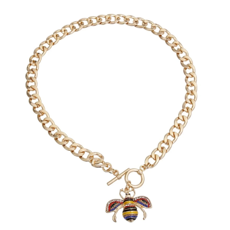 Rhinestone Bee Toggle Necklace - Pets Perfect