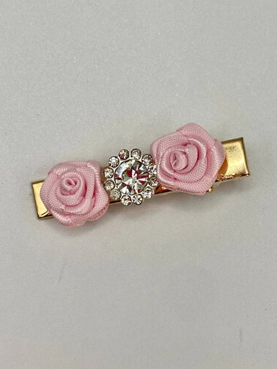 Romantic Day Hair Clip for Dogs by Bark Fifth Avenue - Pink Rose & Rhinestone - Pets Perfect