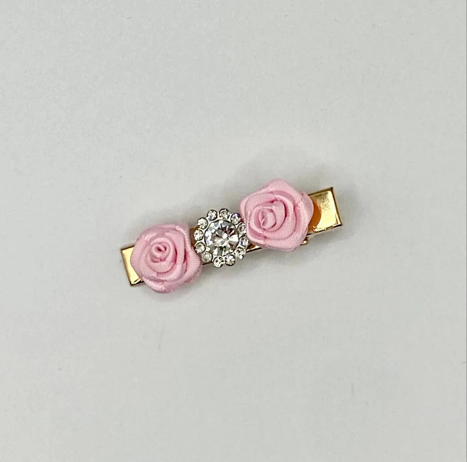 Romantic Day Hair Clip for Dogs by Bark Fifth Avenue - Pink Rose & Rhinestone - Pets Perfect