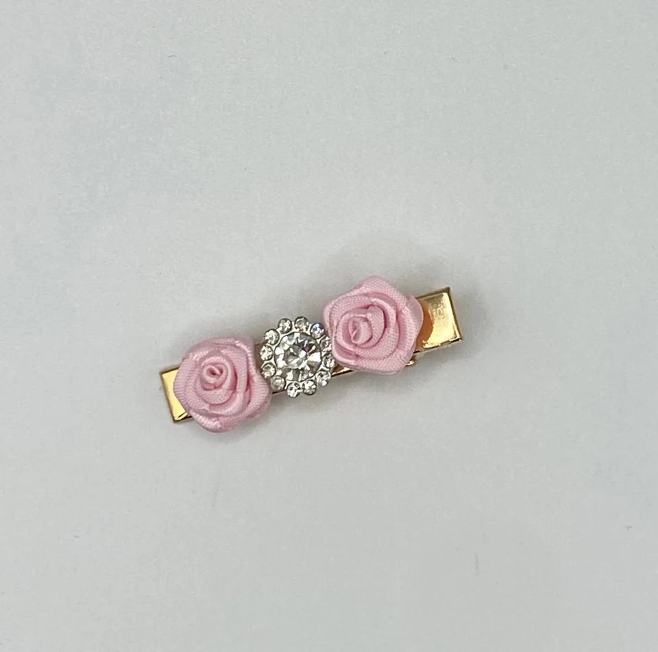 Romantic Day Hair Clip for Dogs by Bark Fifth Avenue - Pink Rose & Rhinestone - Pets Perfect