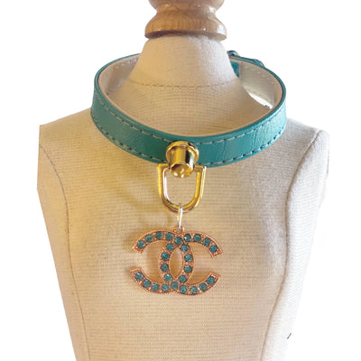Azure CC Dog Collar, Teal collar/10"