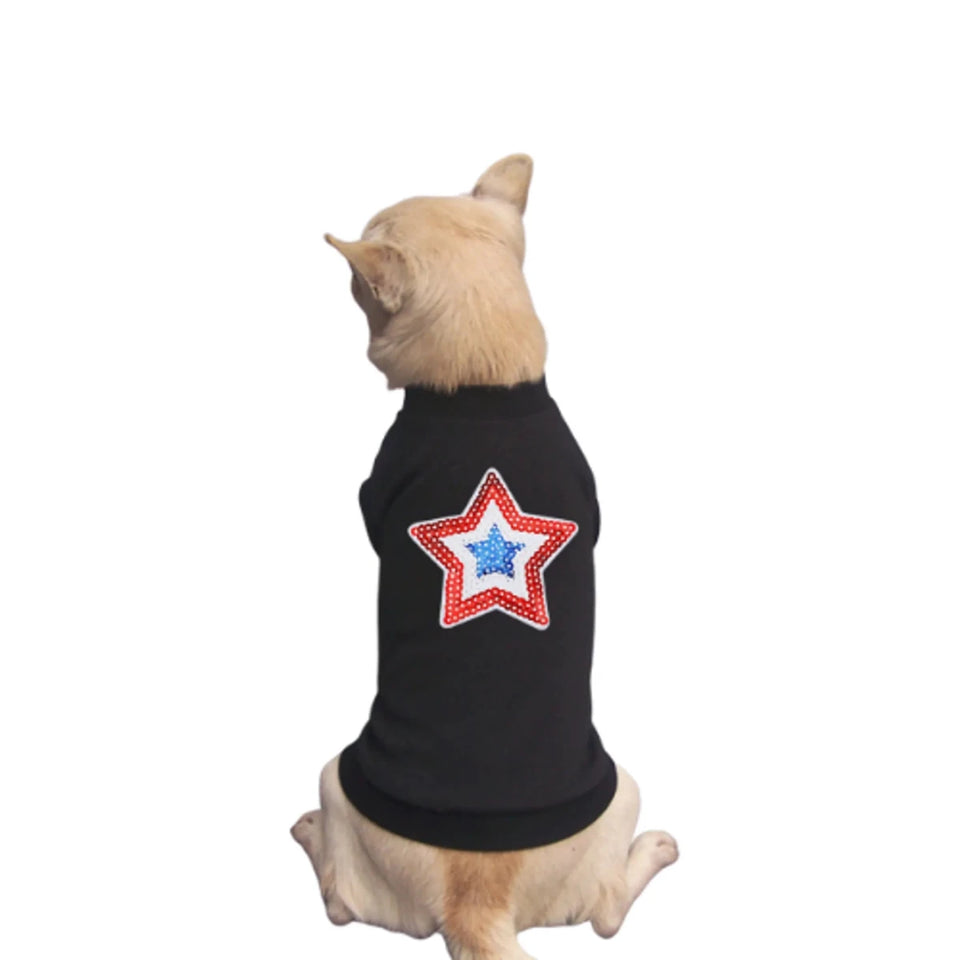 Sequin Star Dog Dress & Tee by Bark Fifth Avenue - 4th of July Dog Outfit - Pets Perfect