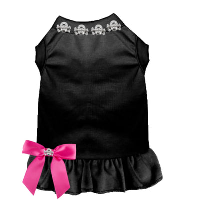 Skull Studded Dog Dress - Studded Skull Button Dog Collar with Ruffle Hem - Pets Perfect
