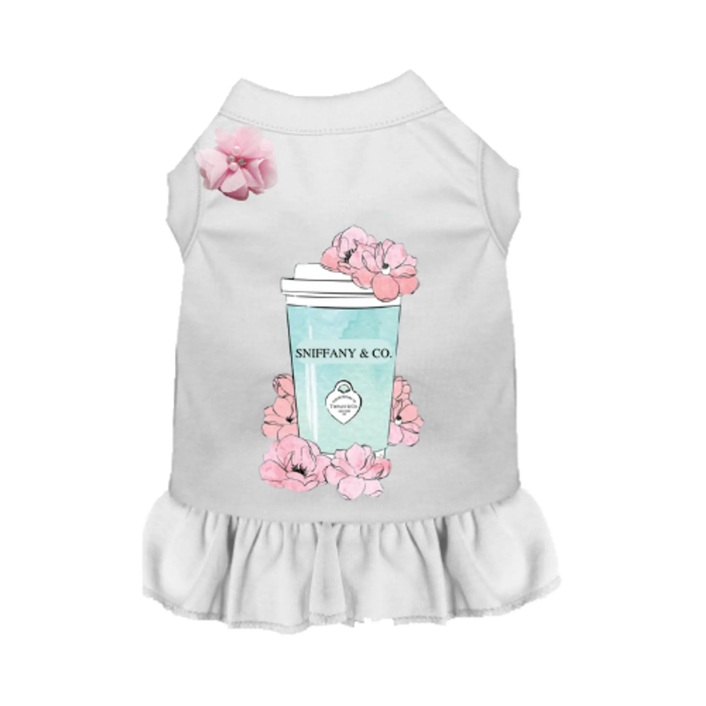 Sniffany and Coffee Dog Dress by Bark Fifth Avenue - Designer Ruffle Dog Dress