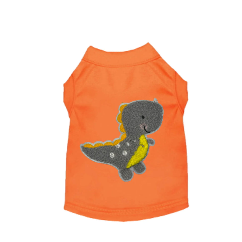 Baby Dino Tee - Embroidered Dinosaur Dog Shirt, Orange/2X LARGE, view 18