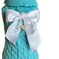 Sniffany Knit Dog Sweater with Satin Bow & Designer Logo Charm