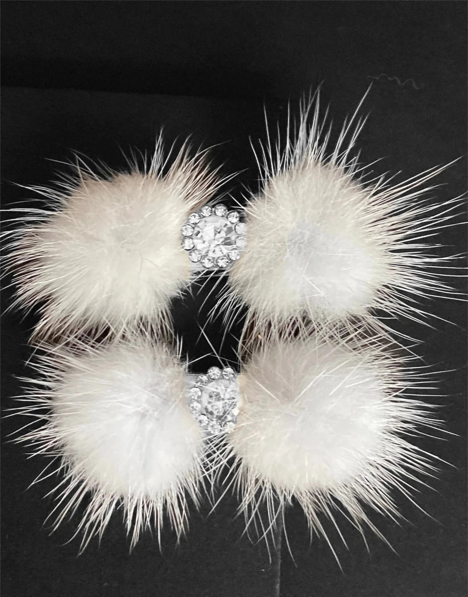 Snowflake Pom Pom Hair Barrettes - Dog Hair Clips by Bark Fifth Avenue - Pets Perfect