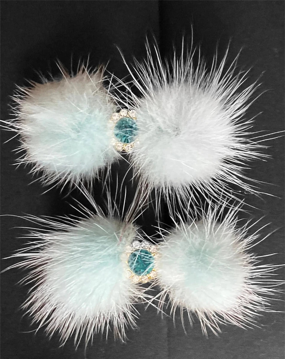 Snowflake Pom Pom Hair Barrettes - Dog Hair Clips by Bark Fifth Avenue - Pets Perfect