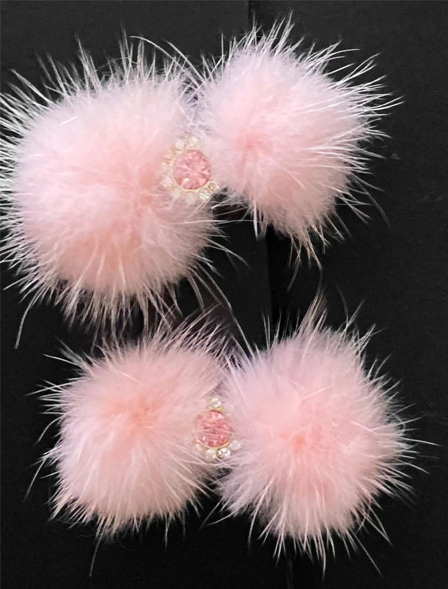 Snowflake Pom Pom Hair Barrettes - Dog Hair Clips by Bark Fifth Avenue - Pets Perfect