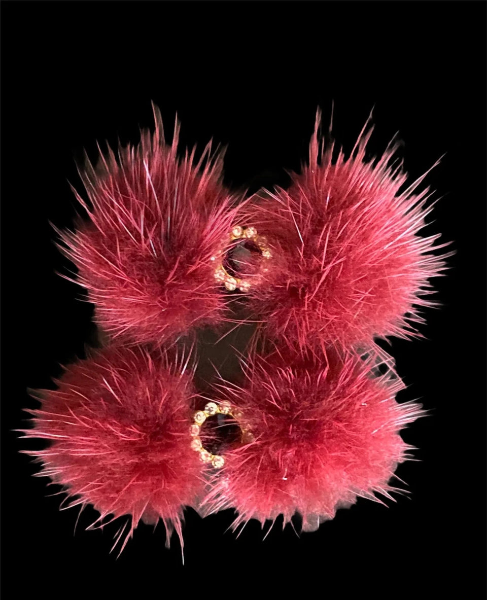 Snowflake Pom Pom Hair Barrettes - Dog Hair Clips by Bark Fifth Avenue - Pets Perfect