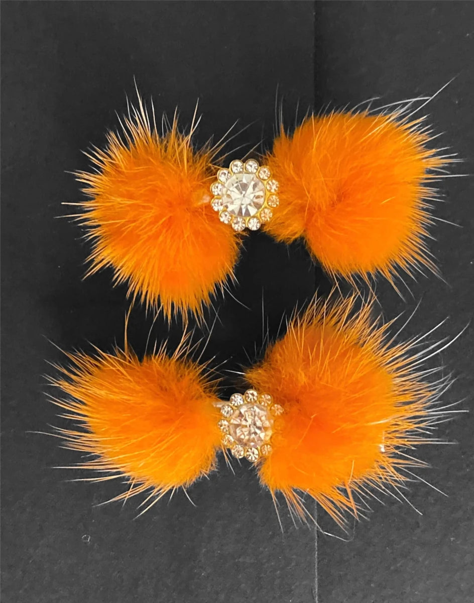 Snowflake Pom Pom Hair Barrettes - Dog Hair Clips by Bark Fifth Avenue - Pets Perfect