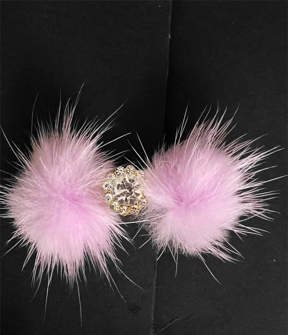 Snowflake Pom Pom Hair Barrettes - Dog Hair Clips by Bark Fifth Avenue - Pets Perfect