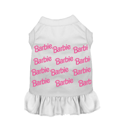 Bark Fifth Avenue Barbie Girl Dog Dress, White/X SMALL