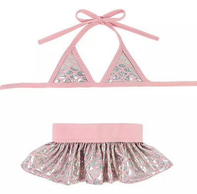 Bark Fifth Avenue Dog Bikini Set - Beach and Pool Pet Swimwear, Pink/X SMALL