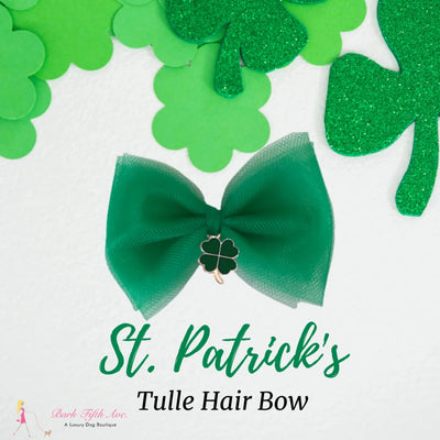 St. Patrick's Tulle Dog Hair Bow - Pets Perfect