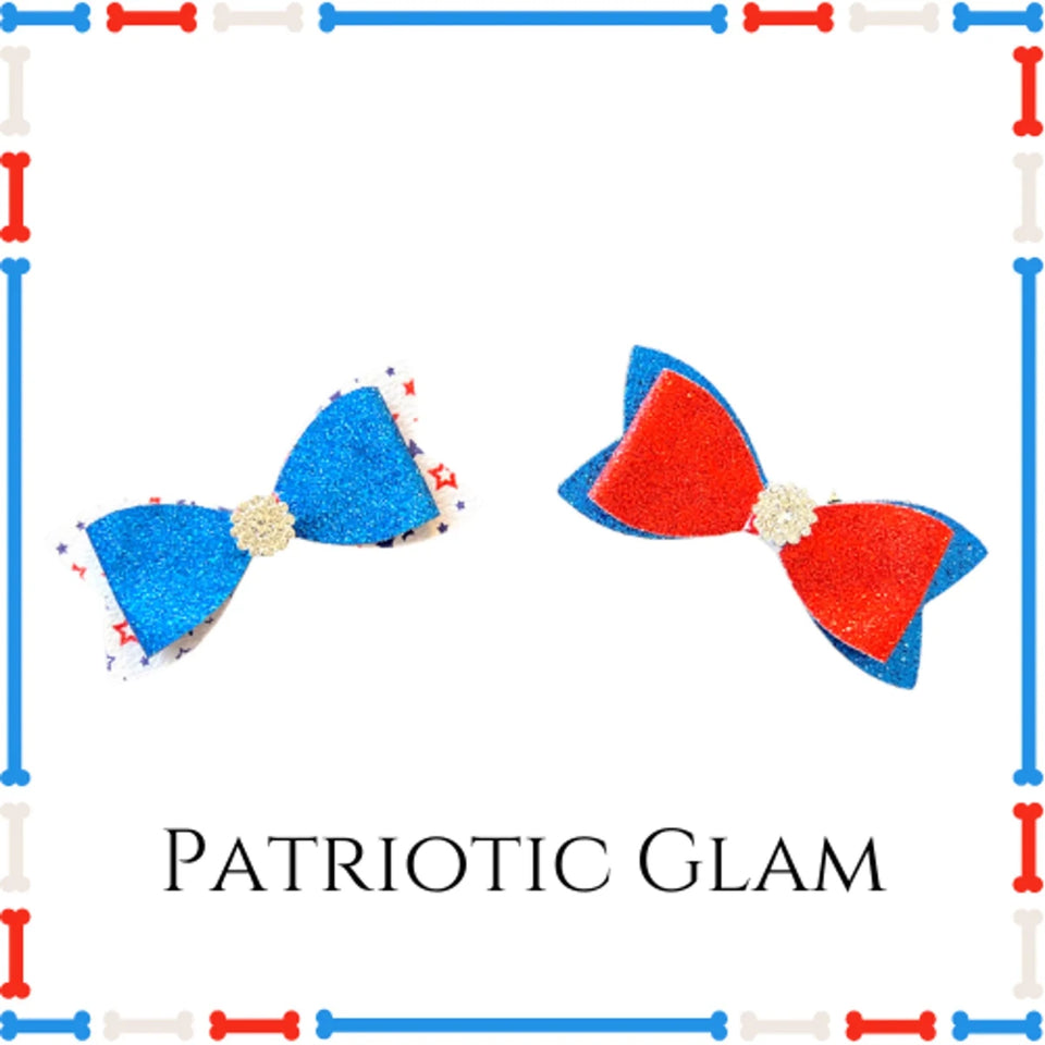 Bark Fifth Avenue Stars & Stripes Patriotic Dog Hair Clips - 4th of July Bow Set - Pets Perfect