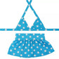 Blue and white polka dot bikini top and skirt set, Bark Fifth Ave. Bikini Set tailored for pets summer wear