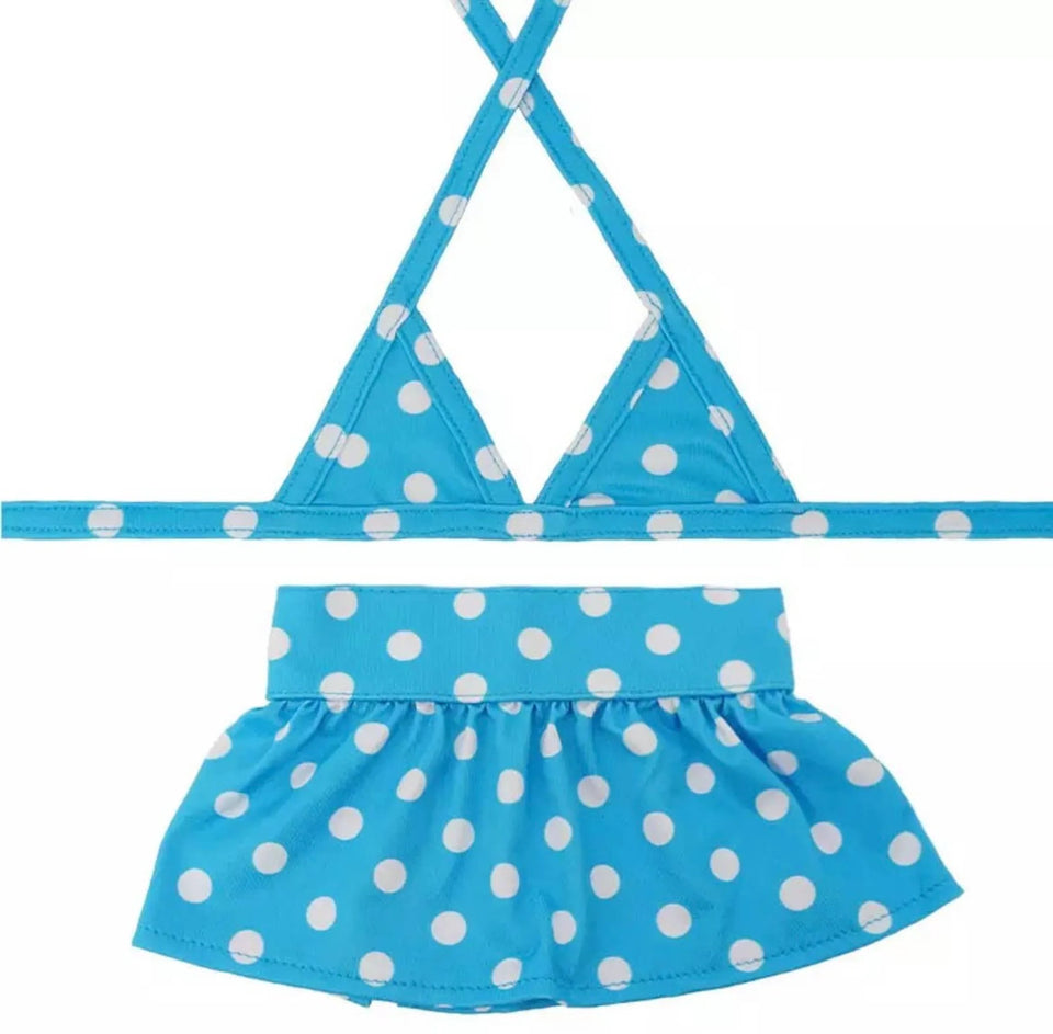 Bark Fifth Avenue Dog Bikini Set - Beach and Pool Pet Swimwear, Blue polka dot/LARGE, view 8