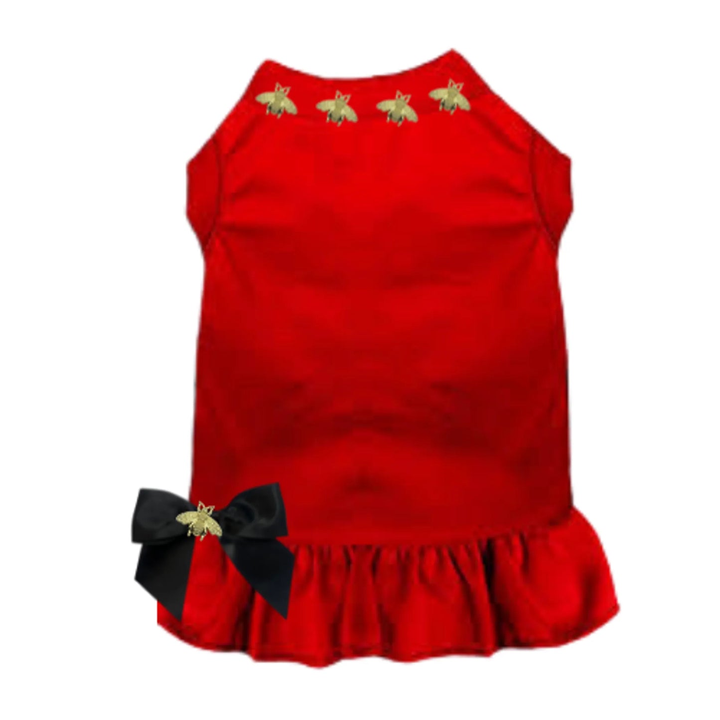 Studded Bee Dog Dress - Shiny Bumble Bee Buttons & Ruffle Detail by Bark Fifth Avenue