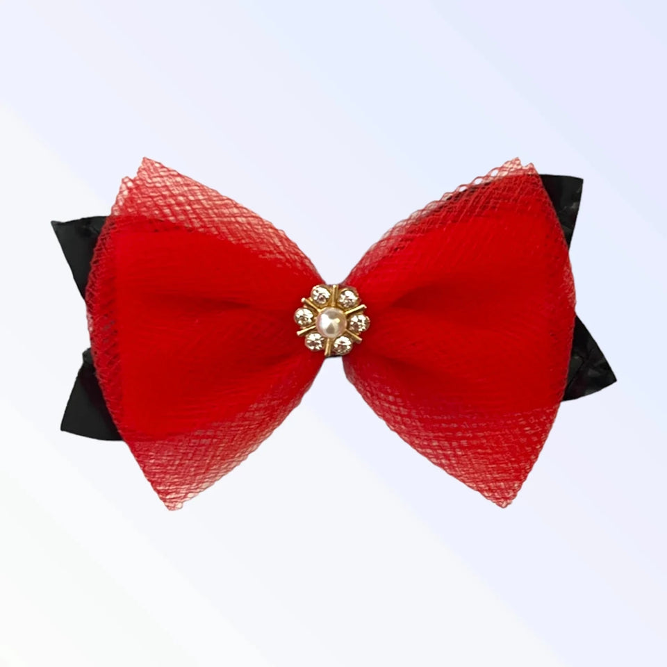 Tulle Pearl & Rhinestone Dog Hair Barrette - Alligator Clip by Bark Fifth Avenue - Pets Perfect