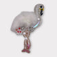 Beaded Fur and Rhinestone Flamingo- Dog Dress embellishment featuring white fur and shiny rhinestones on flamingo design