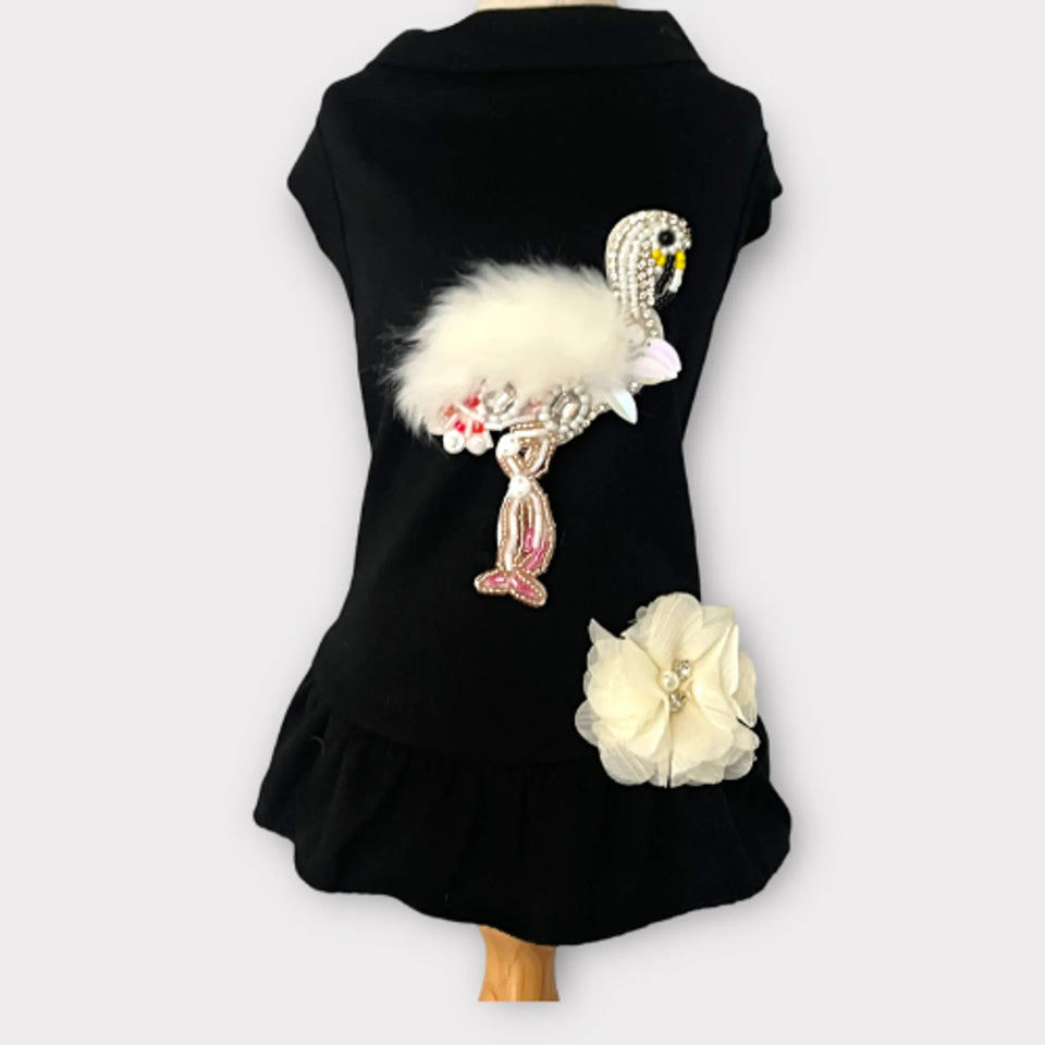 Beaded Fur and Rhinestone Flamingo Dog Dress - Bark Fifth Avenue, view 6