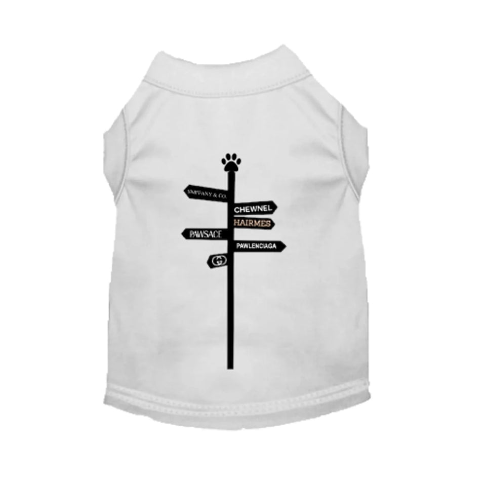 Bark Fifth Avenue Fancy Directions Dog Dress & Shirt - Designer Logo Pet Apparel - Pets Perfect