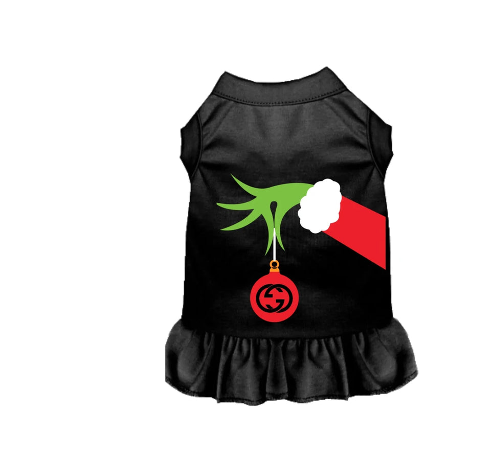 Fancy Grinch Dog Tee and Dress - Holiday Pet Apparel by Bark Fifth Avenue - Pets Perfect