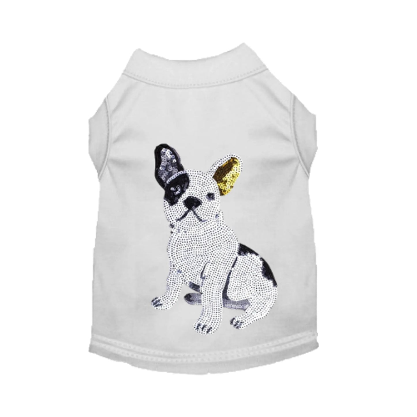 Frenchie Sequin Tee - French Bulldog Applique Dog Tee by Bark Fifth Avenue