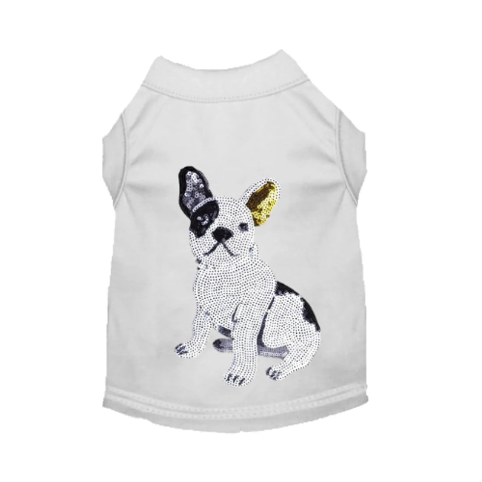 Frenchie Sequin Tee - French Bulldog Applique Dog Tee by Bark Fifth Avenue - Pets Perfect