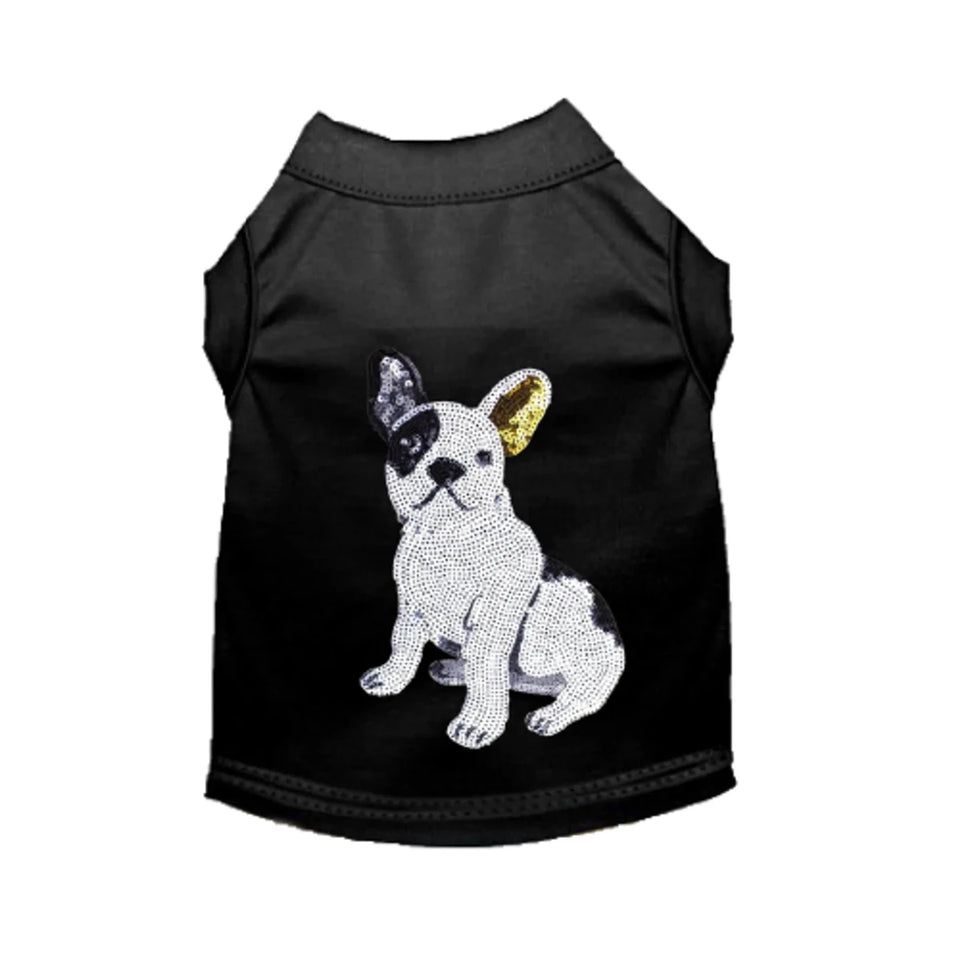 Frenchie Sequin Tee - French Bulldog Applique Dog Tee by Bark Fifth Avenue - Pets Perfect