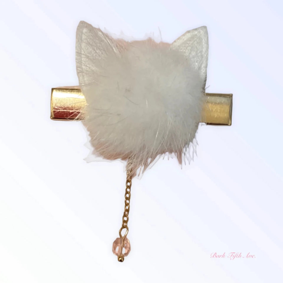 Fuzzy Bunny Pom Pom Hair Barrette - Pets Perfect