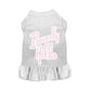 White pet dress with pink "Beverly Hills" text and ruffled hem, Beverly Hills - Pack Of: 1 from PetsPerfect online pet store