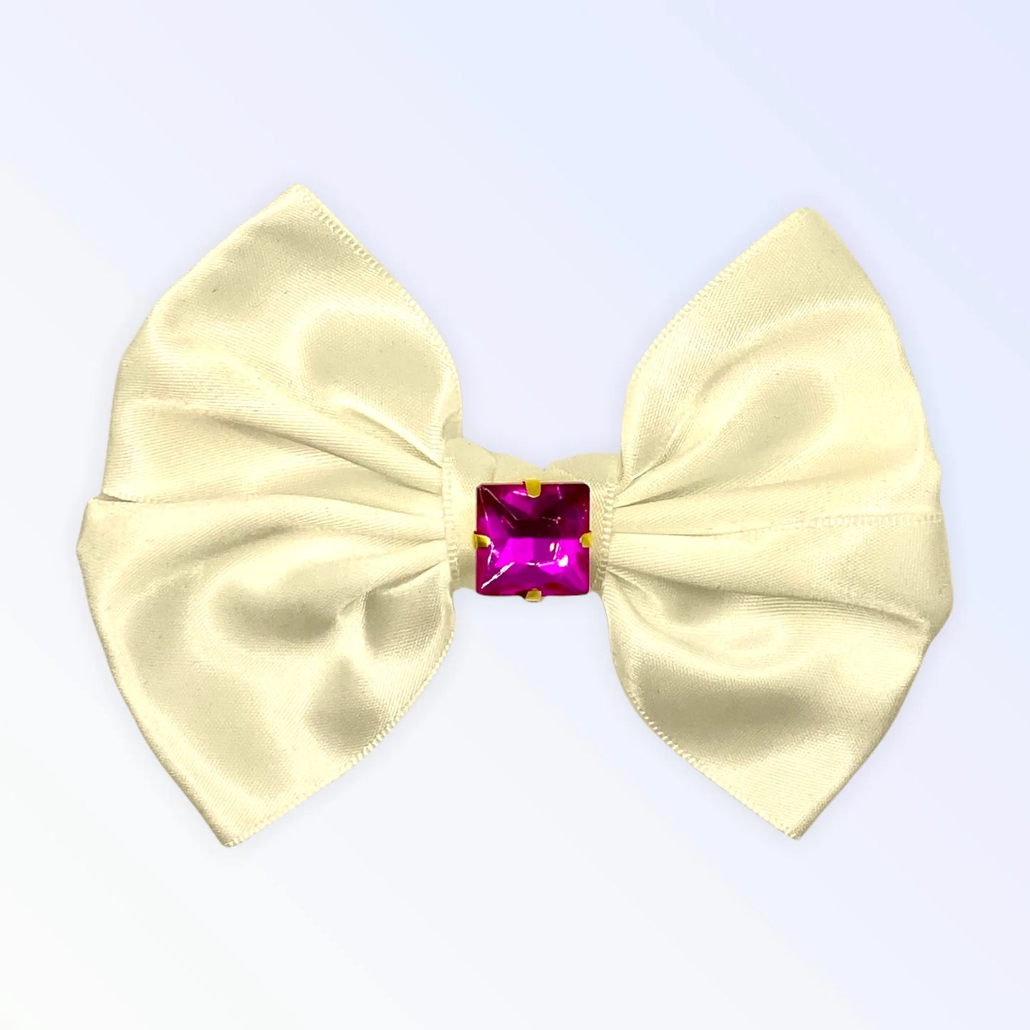 Glass Diamond Rhinestone Dog Hair Bow - Short Satin Bow with Crystal Rhinestones by Bark Fifth Avenue