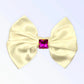 Glass Diamond Rhinestone Dog Hair Bow - Short Satin Bow with Crystal Rhinestones by Bark Fifth Avenue