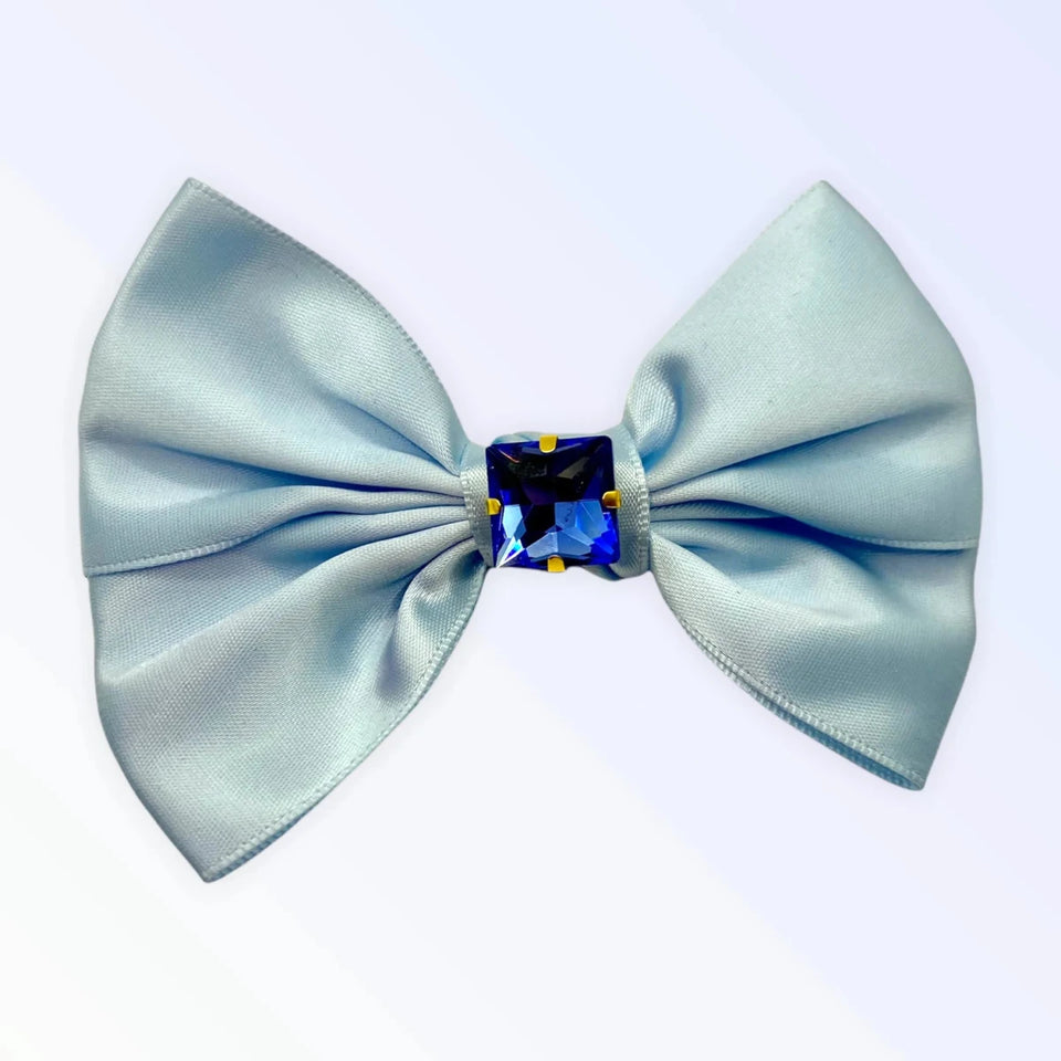Glass Diamond Rhinestone Dog Hair Bow - Short Satin Bow with Crystal Rhinestones by Bark Fifth Avenue - Pets Perfect