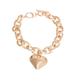 Dog Gold Chain Necklace - Heart Toggle Charm Collar for Small to Large Dogs