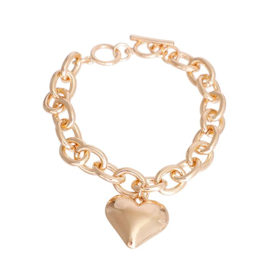 Gold Cable Chain Heart Toggle Necklace - Pets Perfect