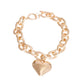 Dog Gold Chain Necklace - Heart Toggle Charm Collar for Small to Large Dogs