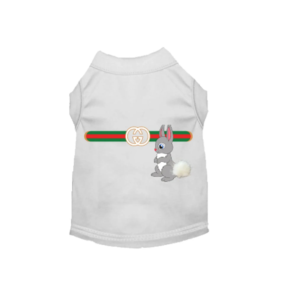 Gucchewi Bunny Dog Shirt - Designer Inspired Dog Clothing by Bark Fifth Avenue - Pets Perfect