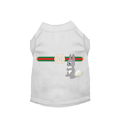 Gucchewi Bunny Dog Shirt - Designer Inspired Dog Clothing by Bark Fifth Avenue - Pets Perfect