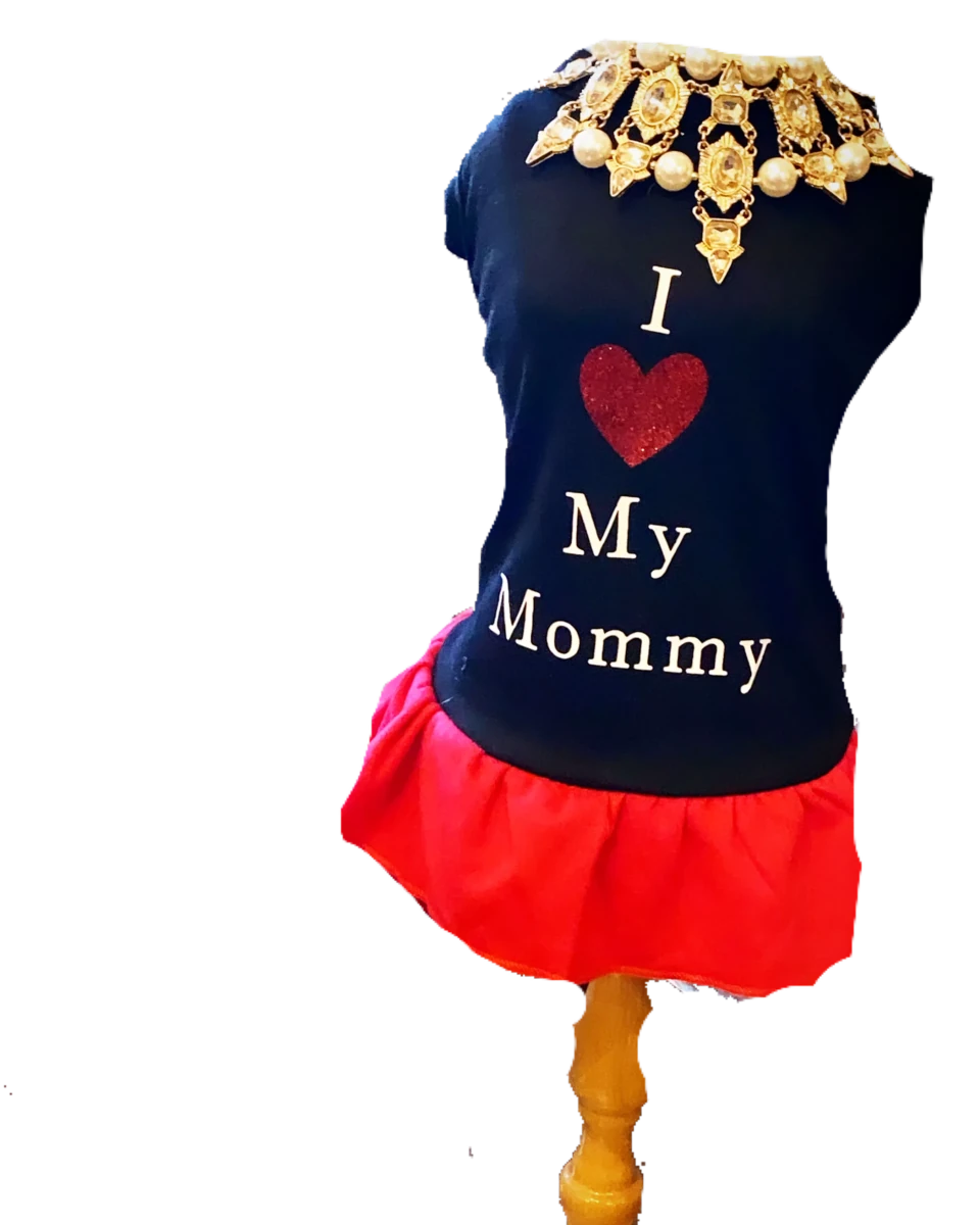 I Love My Mommy Dog Dress - Valentine's Day Dog Dress by Bark Fifth Avenue - Pets Perfect