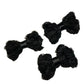 Three Black Chiffon Rosette Hairbows with delicate textured fabric detail for stylish pet grooming accessories.