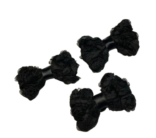 Bark Fifth Avenue Black Chiffon Rosette Dog Hair Bows - Elegant Pet Accessory