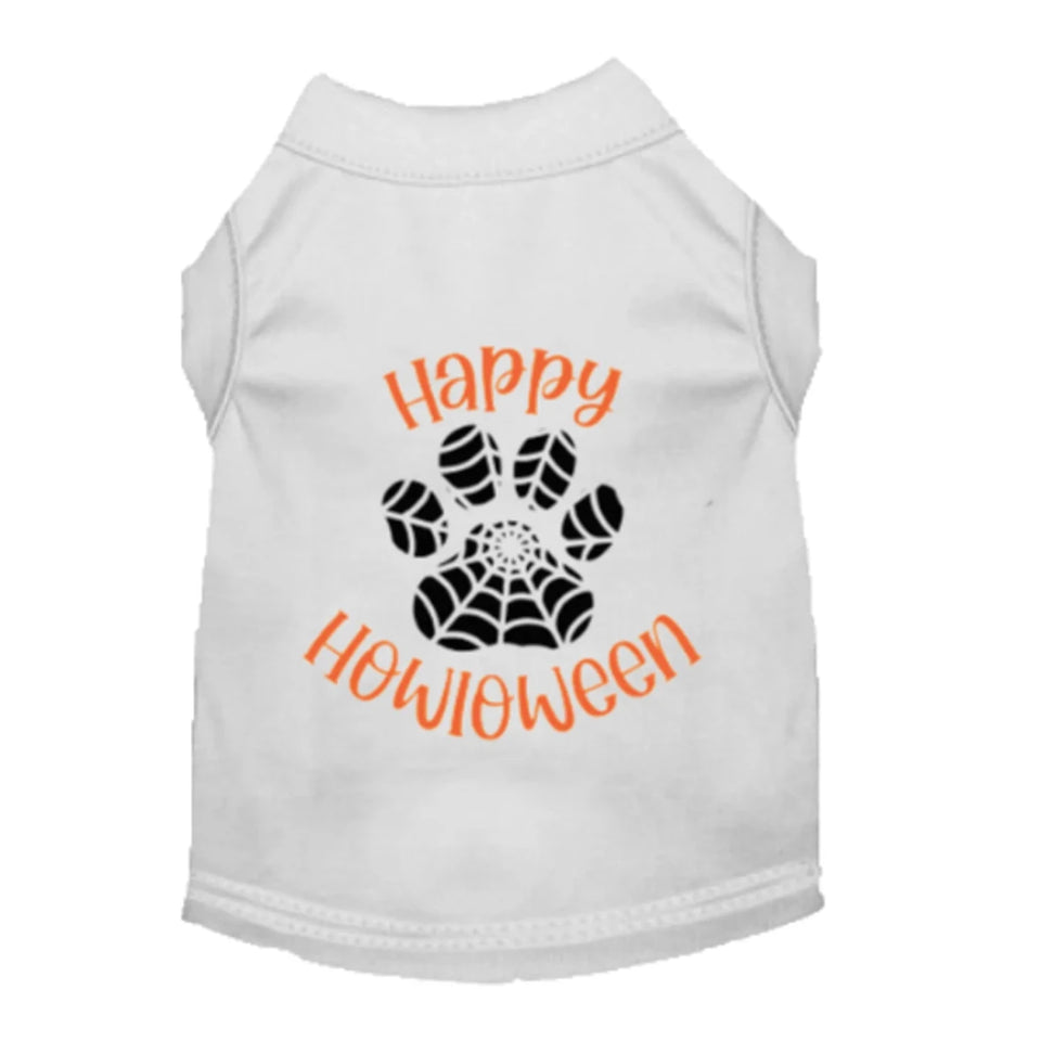 Happy Howloween Paw Print Tee - Halloween Dog T-Shirt - Pets Perfect