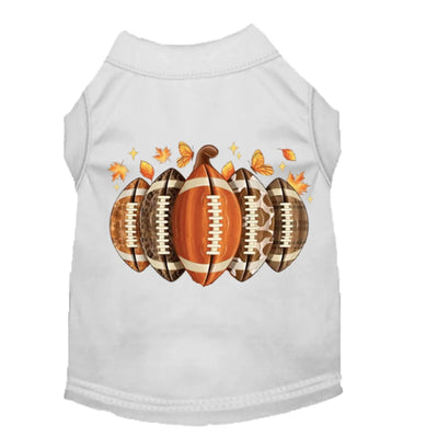 Autumn Touchdown Tail Tee - Dog Football Pumpkin T-Shirt - Pets Perfect