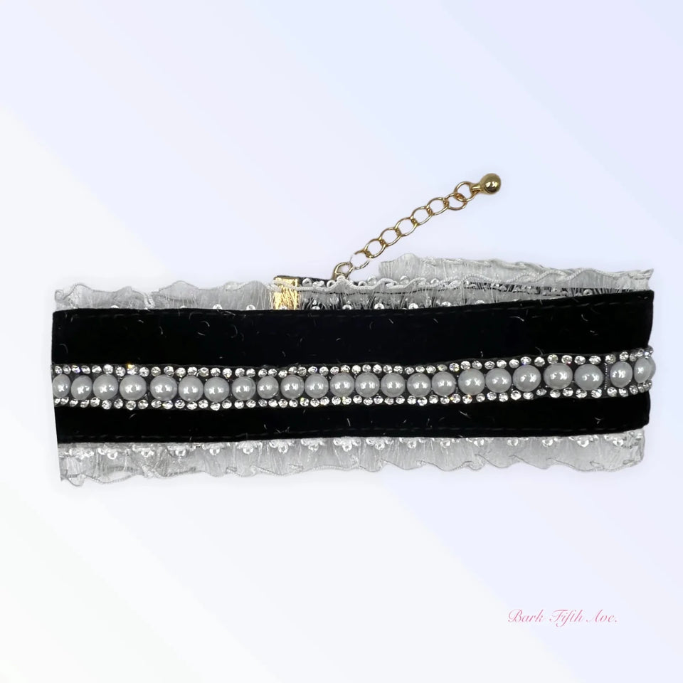Black Velvet Lace Dog Collar - Pets Perfect