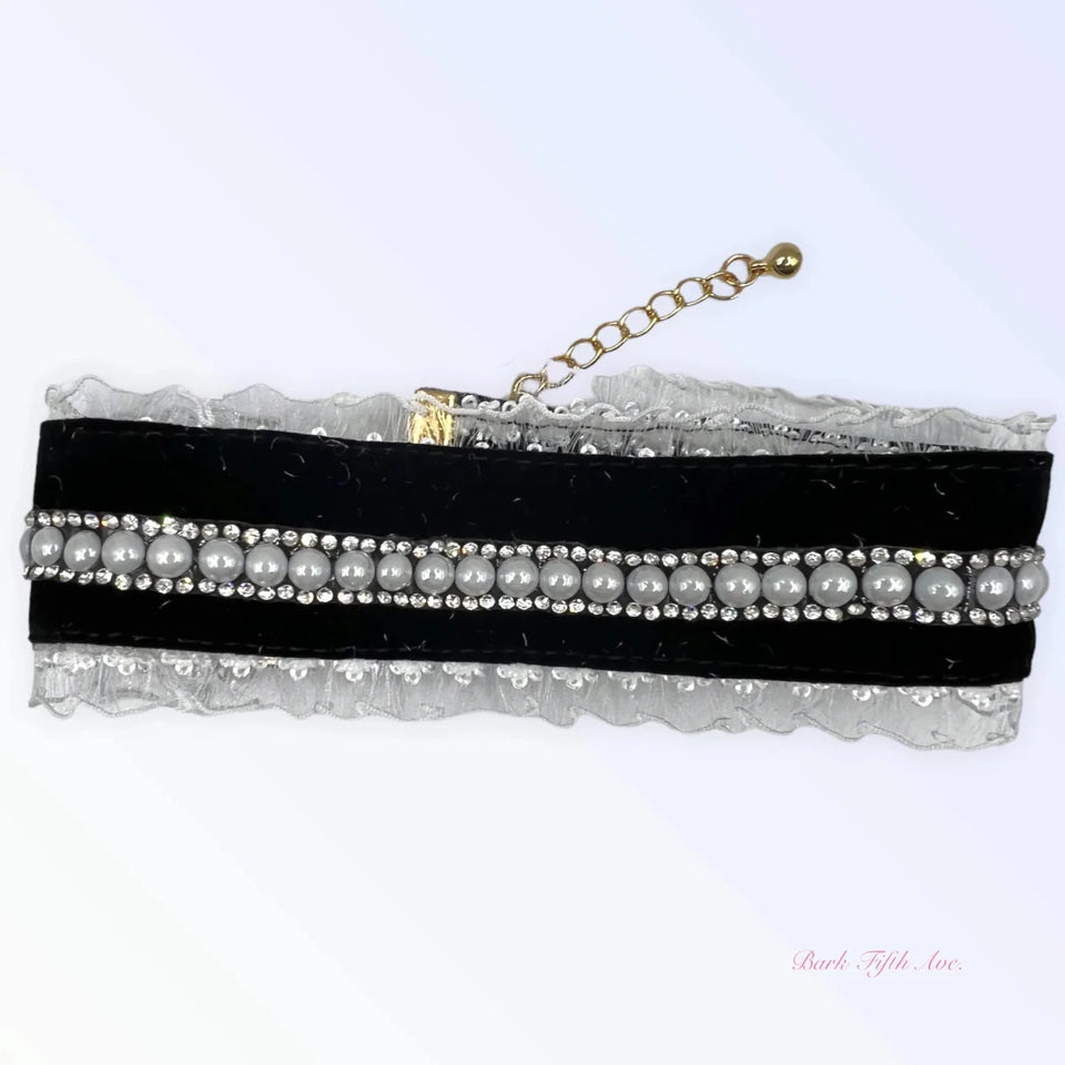 Black Velvet Lace Dog Collar - Pets Perfect