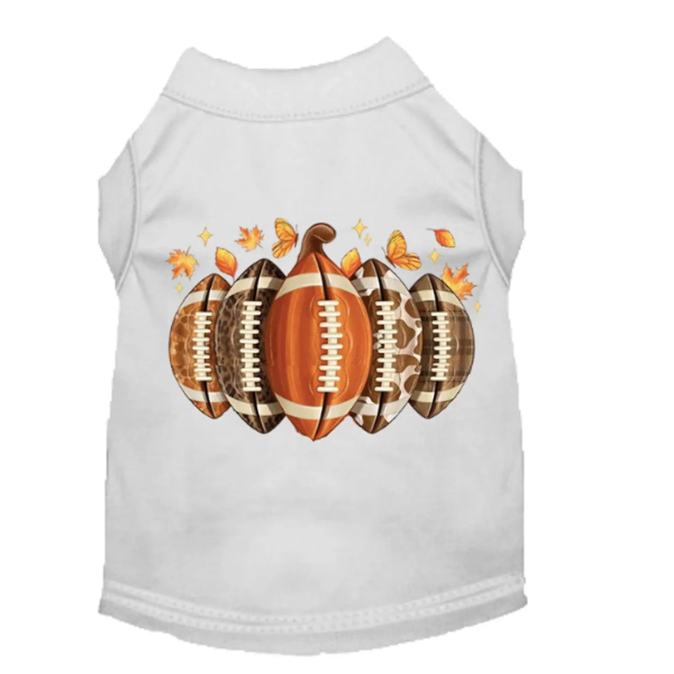 Autumn Touchdown Tail Tee - Dog Football Pumpkin T-Shirt - Pets Perfect