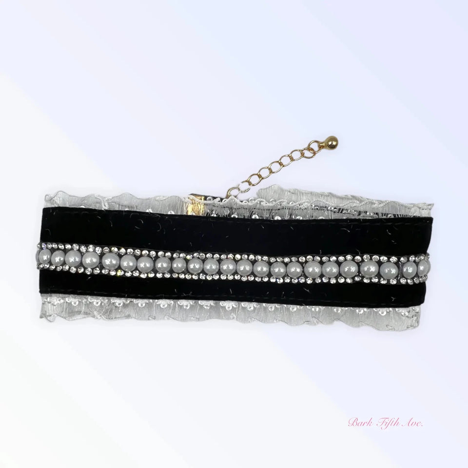 Black Velvet Lace Dog Collar - Pets Perfect